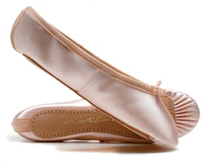 Pink Satin Full Sole Ballet Shoes Childs & Adults All Sizes By Katz Dancewear - Picture 1 of 9