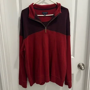 Lands’ End Cotton Half Zip Pullover Burgundy Red Sweater Size XL - Picture 1 of 7