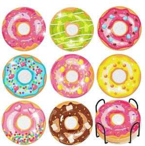 8 Stck./Set Zum Selbermachen Diamond Painting Kristall Heim Untersetzer Donut Runde Isolierung Pad - Bild 1 von 6