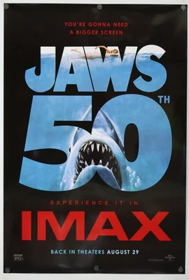 Jaws 50th Anniversary - original DS movie poster 27x40 D/S INTL IMAX 2025 Glossy