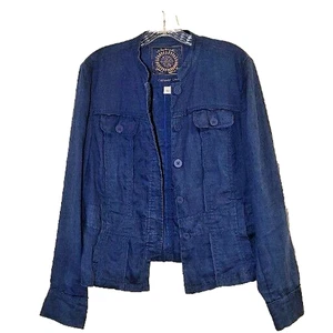 Coldwater Creek Leinen Celebrate Your Spirit Größe 12 blau Knopfleiste Jacke - Bild 1 von 14