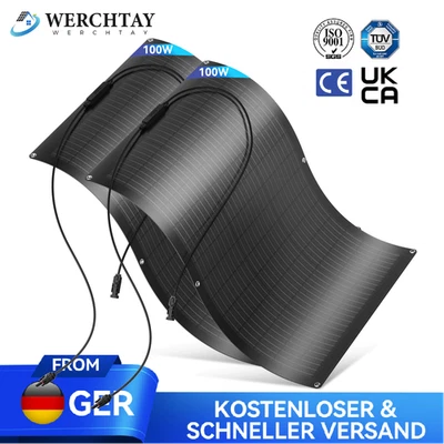 WERCHTAY 200W Flexibel Solarmodul Solarpanel Monokristallin für Wohnmobil Balkonkraftwerk