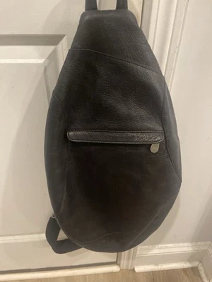 De Colección Wilson Para Hombre Negro Cuero Genuino Grande Bandolera Mochila Bandolera Cremallera Foto 1 de 4