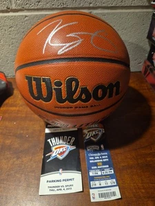 Kevin Durant Signed Wilson Ball Basketball Thunder Vs. Spurs Game A5 - Picture 1 of 8