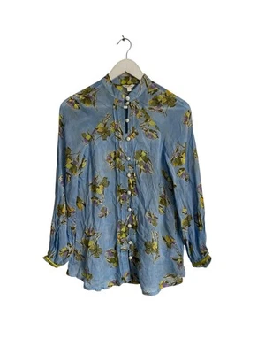 Camisa Floral Azul Monzón Blusa Talitha Manga Larga PVP £55 Talla S 8 10 Foto 1 de 4