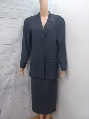 Rena Rowan Chaqueta Traje Conjunto Negro Falda Larga Blazer Talla 4 Forrado Foto 1 de 4