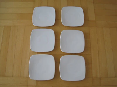 HAUSHALT / HAUSRAT / 6 TELLER / QUADRATISCH / WEISS / MARKENLOS / GEBRAUCHT - Bild 1 von 4