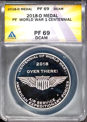 2018-D $1 Silver WWI Centennial PF69DCAM ANACS # 7695830 + Bonus - Image 1 of 2