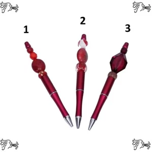 Red Beaded Pens Includes Pouch and Ink Refill - Picture 1 of 7