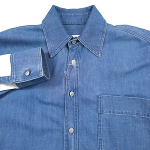 $600 Maison Margiela Oversized Blue Denim Shirt Made in Italy Mens Size Small - Picture 1 of 15