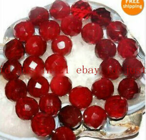 Huge 12mm Faceted Red Ruby Gems Loose Beads Gemstone 15'' AAA