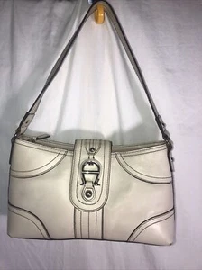 Vintage Etienne Aigner Schulter Soho Flap Handtasche Tasche Echtleder Elfenbein Weiß - Bild 1 von 21