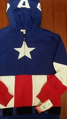 MARVEL Capitán América Niños XL Máscara Disfraz Cremallera Sudadera con Capucha Chaqueta Nuevo con Etiquetas Foto 1 de 4