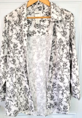 Top Joie Talla Grande Lino Abotonado Talla 1X Floral Manga Larga Foto 1 de 4