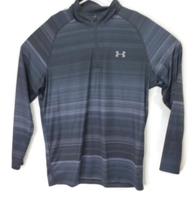 Top grande Under Armour Heatgear para mujer suelto gris azul a rayas 1/4 cremallera Foto 1 de 4