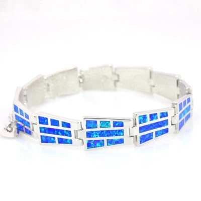 Pulsera cuadrada de ópalo azul Hawaii 925 joyería de astilla de ley para mujeres niñas Foto 1 de 4