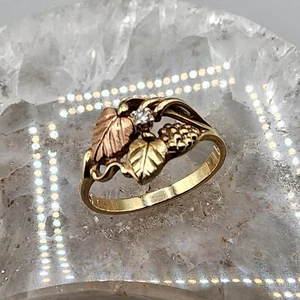 10k .417 Rose Gold Coleman Co Black Hills .02 ct Solitaire Sz 7.25 Ring Au 2510 - Picture 1 of 10