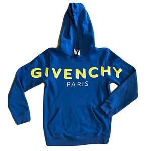 Givenchy Paris Blue Yellow White Logo Kids Children’s Hoodie Sweatshirt Size 10 - Picture 1 of 11