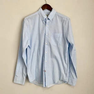 AMERICAN EAGLE Mens Small Classic Fit Blue White Leaf Print Button Up Shirt K1 - Picture 1 of 6