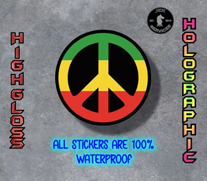 Rasta Peace Sign Waterproof Sticker Decal for Water Bottles & Laptops - Picture 1 of 3