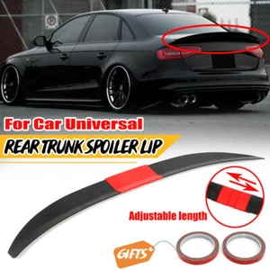 Universal Adjustable Rear Trunk Spoiler Lip Roof Tail Wing Black For Car Sedan - Picture 1 of 12