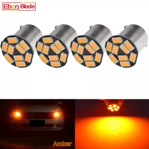 4 X BAU15S PY21W LED Turn Signal Light 9SMD Amber Orange Yellow Indicator Bulbs - Picture 1 of 6
