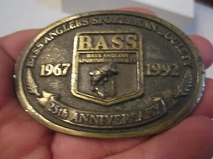 1992 BASS ANGLERS SPORTSMAN SOCIETY BELT BUCKLE - 25TH ANNIV SOLID BRASS - GW-15 - Picture 1 of 3
