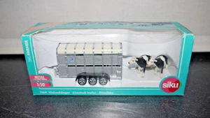 SIKU 1969 LIVESTOCK CATTLE TRAILER 1:32 BRAND NEW WITH COWS - Picture 1 of 4