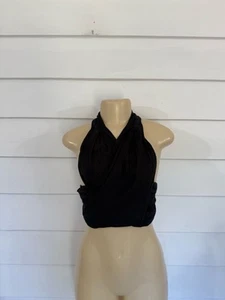 New ZARA Women Black 100% Linen Sleeveless Halter Neck Crop Top Size M Y932A - Picture 1 of 19