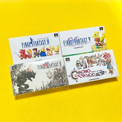 Lot 4 Final Fantasy 4 5 6 IV V VI Chrono Trigger set Super Famicom SFC JP w/Box - Image 1 of 4
