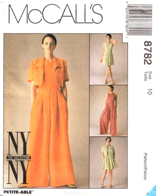 Bolero, Dress, & Jumpsuit McCalls Pattern 8782 Size 10  NY NY Vintage 1990s - Image 1 of 2