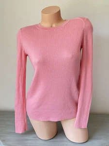 Suéter Rosa Banana Republic Lana Merino Fina Acanalado Talla M Rosa Rubor Suave - Imagen 1 de 9