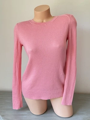 Suéter Rosa Banana Republic Lana Merino Fina Acanalado Talla M Rosa Rubor Suave Foto 1 de 4