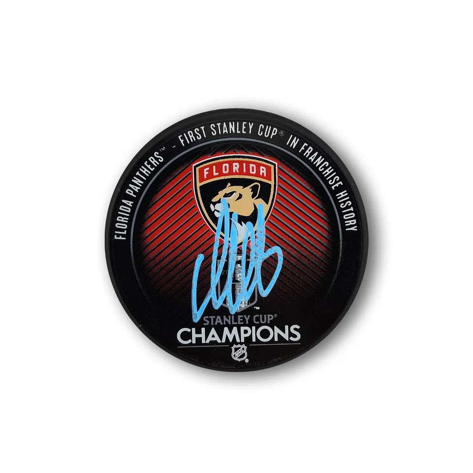 Хоккейная шайба с автографом Александра Баркова из Florida Panthers 2024 Кубок Стэнли - Изображение 1 из 1