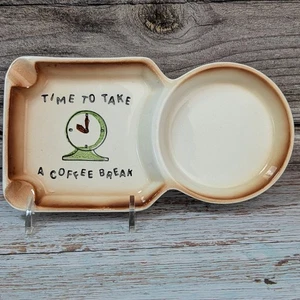 Vintage Time To Take A Coffee Break Aschenbecher Becher Tasse Untersetzer Tablett MidCentury - Bild 1 von 8