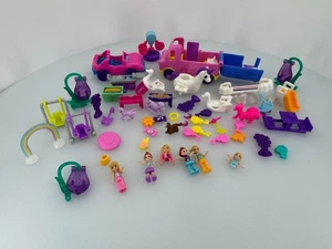 Polly Pocket Lot Dolls Clothes Accessories Cars Animals Swings - Picture 1 of 12
