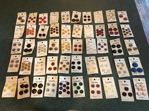 NOS Vintage 50 Card Lot la petite Buttons Blue Red Pink Peach Tan Green Lot#12 - Picture 1 of 5