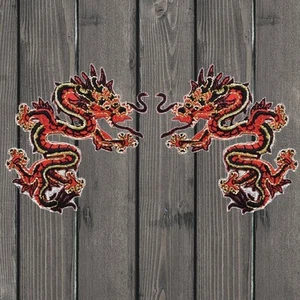 Red Dragon Embroidered Patch — 2-Pack — Iron On - Picture 1 of 3