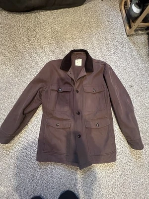 Chaqueta Abrigo Brooks Brothers Marrón Tostado Tareas de Granero L de Lona Para Hombre Cuello Pana Foto 1 de 4