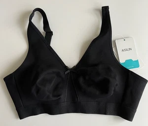 Schwarzer BH ohne Bügel von Aisilin Größe 34B, ungepolstert Baumwolle & Elasthan, neu mit Etikett - Bild 1 von 5