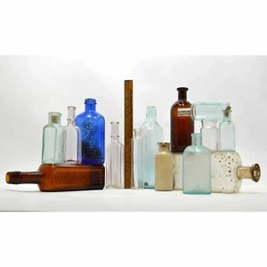 VTG/Antique BOTTLE LOT OF 14 Quack MEDICINE-CURES Drug APOTHECARY Chemistry LAB - Picture 1 of 11