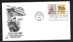 #2879 G(20c)  Old Glory-Post Card Rate- ArtCraft FDC +#1594 Liberty Torch - Picture 1 of 2