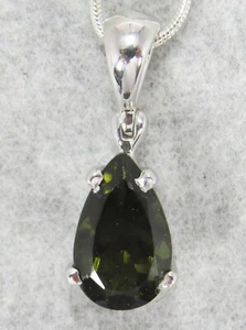 MOLDAVITE PENDANT $299 Tektite 925 Sterling Jewelry STARBORN CREATIONS M299-P2 - Picture 1 of 12