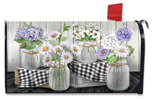 Karierte Einmachgläser Frühling Magnet Briefkasten Abdeckung Gänseblümchen Blumen Standard - Bild 1 von 3