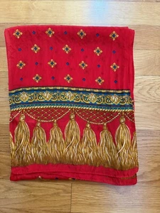 Bufanda Jacqueline Ferrar 100% Seda Hecha en Japón Oro Rojo 52x10" Rectángulo De Colección - Imagen 1 de 13