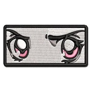 Angry Suspicious Anime Manga Augen rosa bestickt Bügelbild Patch Applikation - Bild 1 von 5