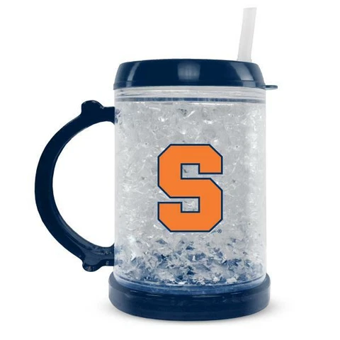 SYRACUSE UNIVERSITY JUNIOR FREEZER GLASS MUG WITH STRAW PLASTIC NEW Cover