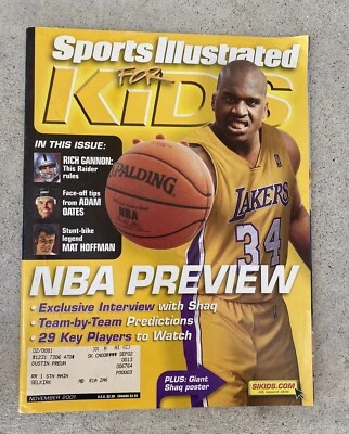 Nov 2001 Shaquille O' Neal Shaq Sports Illustrated si para niños hoja musgo sin cortar Foto 1 de 2