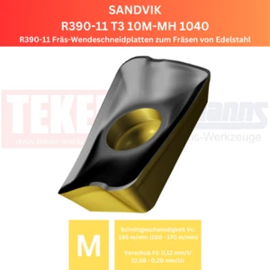 10 x SANDVIK R390-11T310M-MH 1040 Fräs-Wendeplatten für Edelstahl VA - Bild 1 von 4