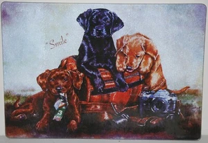 #40021 "Smile" 3 Puppies Tempered Glass Cutting Board - Picture 1 of 5